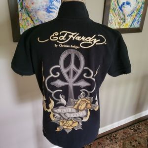 🌠Ed Hardy Christian Audigier Distressed Polo